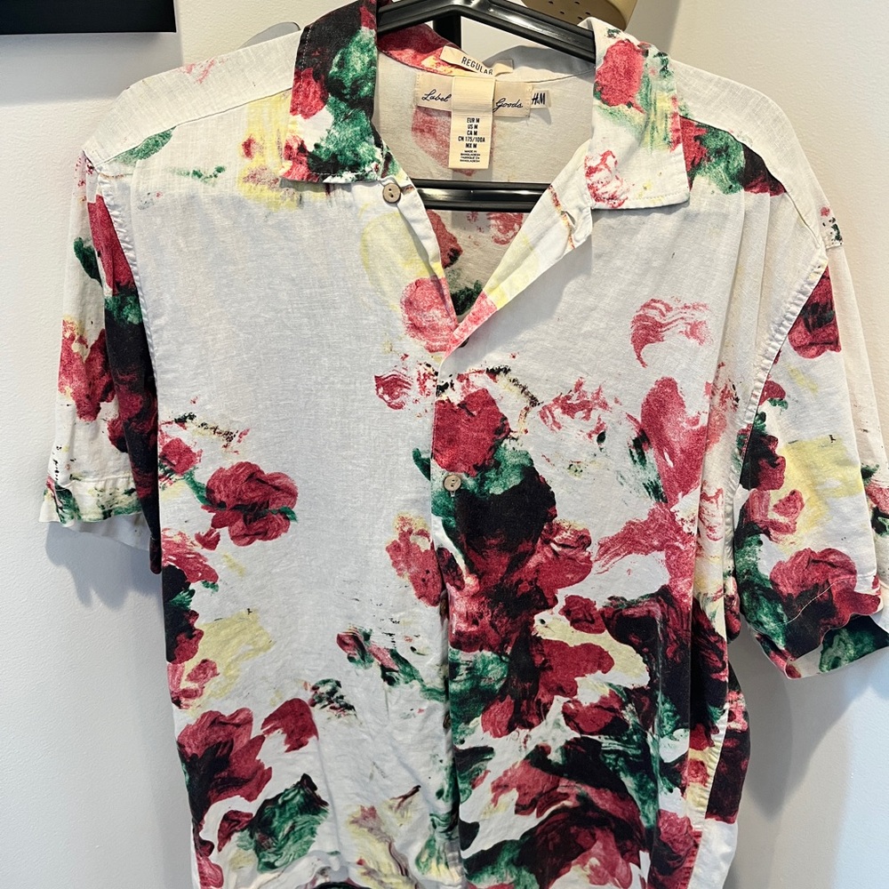 Patterned Camp Paint Collared Shirt